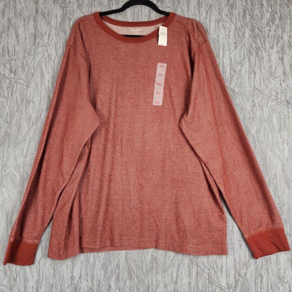 New Old Navy Rust Colored Thermal Waffle Men's Pullover Shirt Size XXL